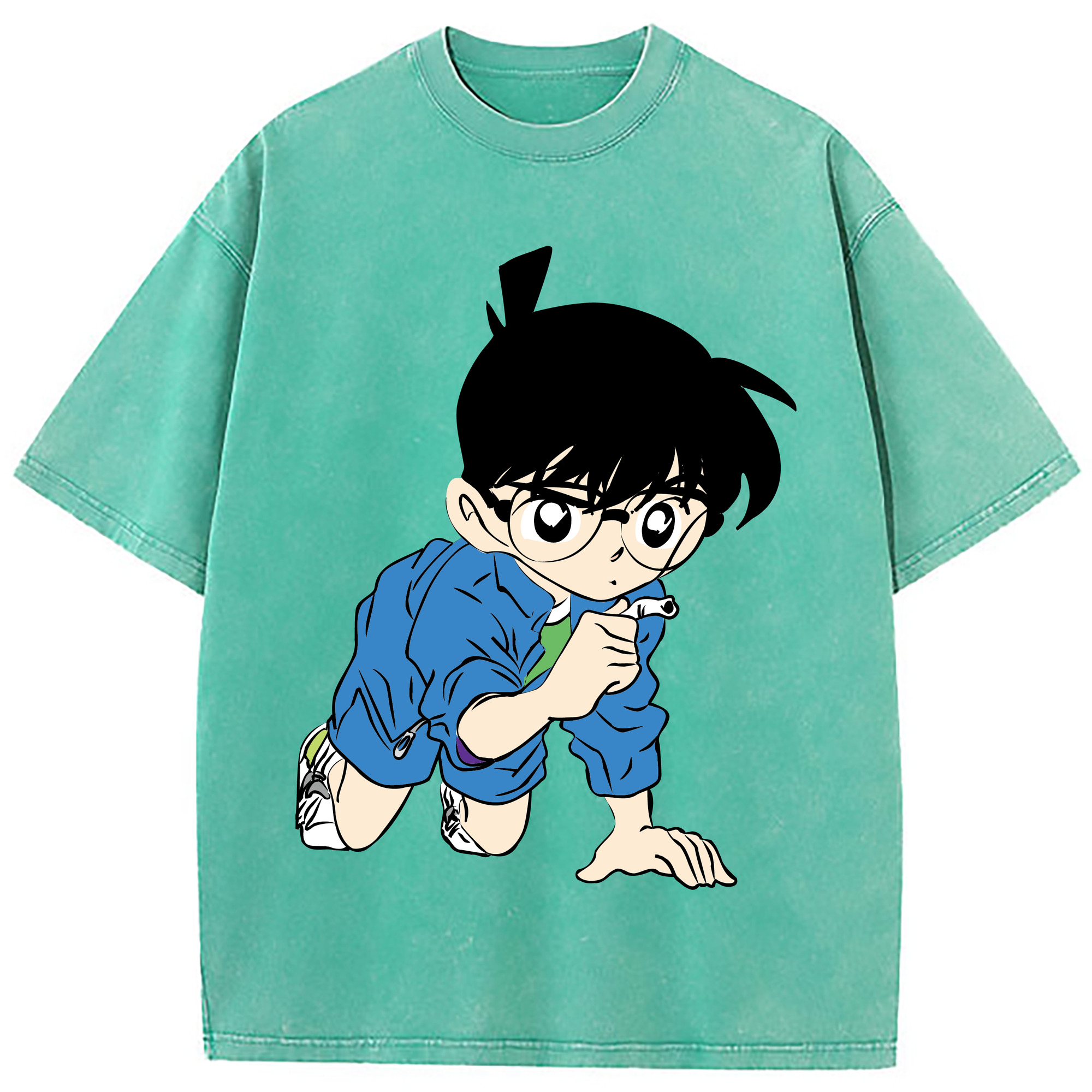 （画像用） 名探偵コナン 江戸川 コナン Detective Conan Conan Edogawa 綿100% ヴィンテージ風 半袖Tシャツ（フロントプリント）